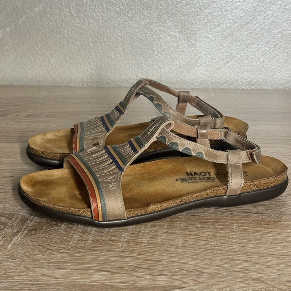 Naot Shoes - Naot Odelia Khaki Beige Combo Leather Ankle Strap SandalsSize 8